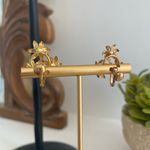 Vintage 3 Flower Rainbow Color Screw Back Earrings Blue Photo 2