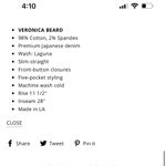 Veronica Beard  Ryleigh Slim Straight High Rise Jeans Laguna Wash Photo 3