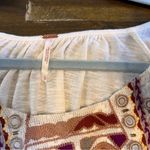 Free People Embellished Blouse Boho Top Distressed Oversized Cream Flowy S Layer Photo 4
