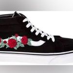 Vans Sk8 mid high top sneakers rose thorns embroidered black red women’s size 8 Photo 8