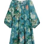 H&M  Women’s Teal Floral Puff Sleeve Dress Size Small Photo 1