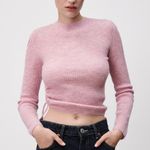 ZARA  Pink Lilac Side Pleat Crewneck Knit Sweater Women’s Size Small Photo 12