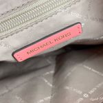 Michael Kors Emilia Large Pebbled Leather Tote Bag Grapefruit Pink Buckle Accent Photo 6