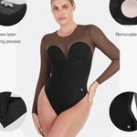 Popilush Sheer Mesh Shapewear Long Sleeve Thong Bodysuit Black Size L Photo 5