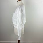 Hem & Thread  White Striped Smocked Waist Blouse - Size M Cottagecore Softgirl Photo 7