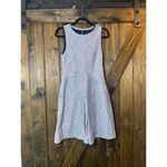 J. Crew Womens Chevron Striped Fit & Flare Linen Mini Dress Cut Out Back Blue Size 8 Photo 2