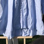 ZARA Blue Cotton Striped Long Sleeved Mini Shirt Dress S Photo 4