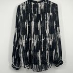 Worthington Womens Semi Sheer 2X Black White Blouse LS Classic Business Casual Career Work Photo 4