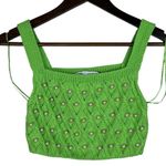 ZARA Rare Sleeveless Sweater Pearl Knit Stretch Cropped Tank Top S Green #3751 Photo 1