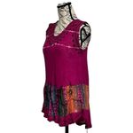 Ocean Breeze Knit Tunic Top Women’s One Size Pink Boho Hippie Sheer Embroidered Photo 2