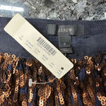 J.Crew  Navy Blue Bronze Copper Formal Sequin A-Line Party Mini Skirt Size 0 NWT Photo 6