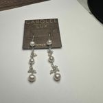 Carolee Lux Sterling Silver & Pearl Pierced Dangle Drop Earrings Photo 7