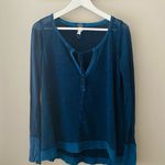 Free People Long Sleeve Top Blue Sz Medium Photo 0