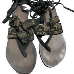 Free People Women's Gladiator Sandals Strappy Lace Up Leather Geometric Print Photo 2