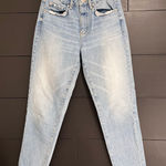 Garage  Blue Denim Mom Jeans Distressed Relax Fit Sz 3, Inseam 25” EUC Photo 0