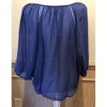 LC Lauren Conrad LC Lauren ~ Blue Sheer Lace Batwing Dolman Sleeve Button Front Blouse ~Size Sm. Photo 2