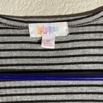 LuLaRoe  Sarah Duster Kimono Black Gray Stripe Size Med EUC/NC #1998 Photo 2