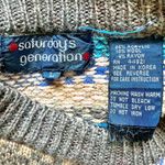 VTG Saturdays Generation Womans Crew Neck Knit Sweater L Geometric Grandma Cozy Size L Photo 3