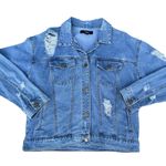 Forever 21 Blue Denim Jean Distressed Jacket Photo 0