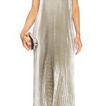 L'IDEE Opera Halter Cutout Pleated Maxi Gown in Gold Size 4 Photo 3