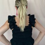 Black Smocked Ruffle Crop Top Photo 1