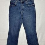 We The Free  Crop Jeans Blue High-Rise Button-Fly Raw Hem Sz 31x25 Stretch Photo 0