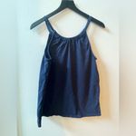 Merona sleeveless mixed media blouse, navy blue, size medium Photo 2