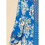 NEW ODDY blue floral crochet button front flowy tunic top sz 3X boho cottage lac Photo 2