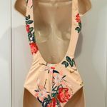 Roxy  Classic One Piece Swimsuit Cloud Pink Garden Lily Floral Lace Up Small New Photo 5