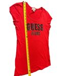 Guess VTG 90s 2000s Y2K Red Cap Sleeve Embellished Beaded Logo Tee Top S Photo 7