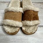Minnetonka Brown Suede Sherpa Lined Slip On Slides Women Sz 7 Comfy House Shoes Photo 7