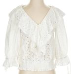 Anthropologie  Porridge White Eyelet Lace Romantic Top Boho Blouse Size Small S Photo 4