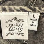 Parsley & Sage 3/4 Sleeve Gray Floral Embroidered Distressed VTG Wash Cardigan Size L Photo 3