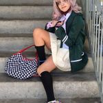 CHIAKI NANAMI Cosplay Anime Costume Jacket & Skirt EUC S w/ Pink Wig & Hair Clip Green Photo 14