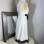 My Michelle  White and Black Pleated Wrap midi dress Photo 7