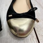 Vero Cuoio Women’s Sz 9 1/2 Black Suede Ballet Flats With Gold Leather Toe Tips Photo 1