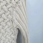 Kenji Natural Anthropologie Sweater Womens Medium Ivory Chunky Knit Pocket Hood White Photo 8