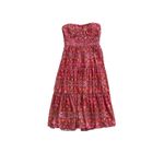 NEW Amur Mariana Rosewood Paisley Floral Strapless Cocktail Tiered Midi‎ Dress 6 Red Photo 3