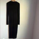 ENZA COSTA Silk Rib Knit Cardigan Midi Dress Medium Black Photo 6