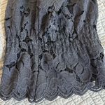 Free People  Olivia Floral Lace Ruffle Bell Sleeve Navy Blue Blouse Women Size L Photo 2