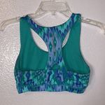Green & blue patterned athletic sports bra Photo 1