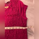 New York & Co Size M Magenta Lace Short Sleeve Stretch Zip Back Top Pink Size M Photo 8