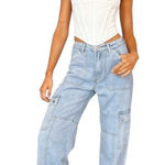 Princess Polly  Vincent Cargo Jeans – Size 6 – Denim Photo 0