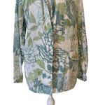 Joie  Floral Linen Blazer Jacket Green and Cream One Button Womens Size Medium Photo 2