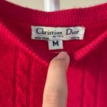 Christian Dior Vintage Pink Red Women's Crew Cable Knit Neck Sweater - M Photo 2