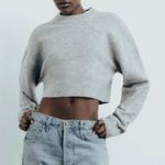 ZARA NWT Cropped Knit Sweater In Gray Size Large Photo 0