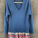 Torrid  Women’s Sweater Long Sleeves V-Neck Blue Multicolor Plaid Size 2 Photo 0