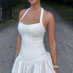 ZARA  Elegant White cream Halter corset ruffle Dress Photo 0