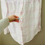 Free People  No Limits Plaid Linen Shirt White/Pink Sz XS Photo 8