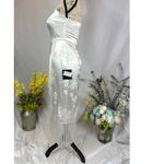 Lulus  On the Dance floor White Jacquard Fringe One-Shoulder Midi Dress XS Photo 6